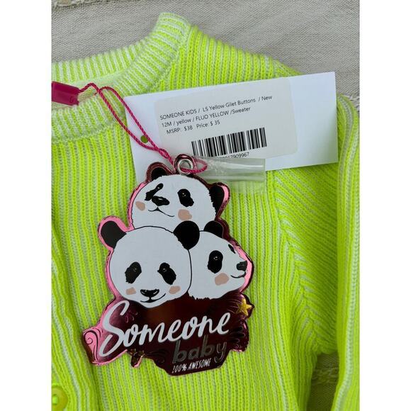 NWT Neon Yellow‎ Baby Cardigan, Ribbed, Soft, Size 12 Months - Picture 4 of 6